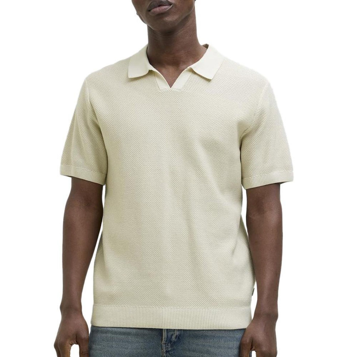 Jack & Jones Polo Beige/Blanc Homme Jack & Jones Aston Split