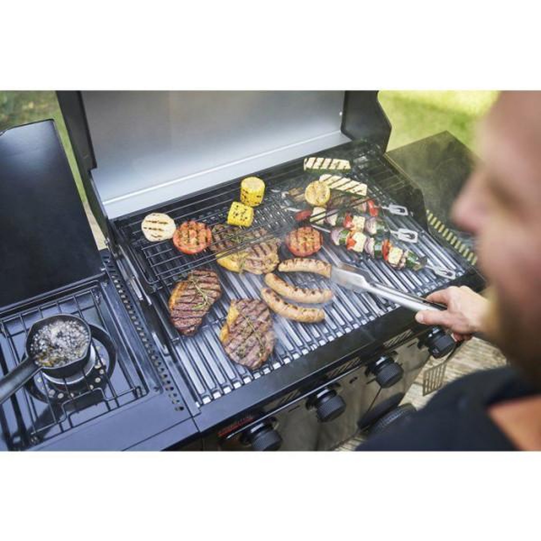 Voir la diapositive 6 : CHAR BROIL Barbecue gaz essential 4g, sur chariot, 5 brûleurs dont 1 latéral, surface de cuisson 72 x 46 cm