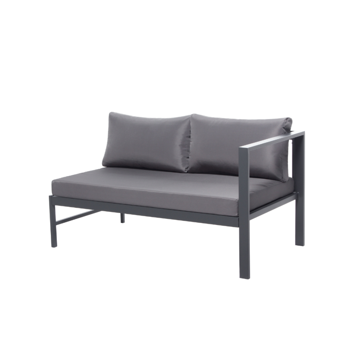 CONCEPT USINE Salon de jardin 6 places gris foncé avec canapé et banc MARBELLA