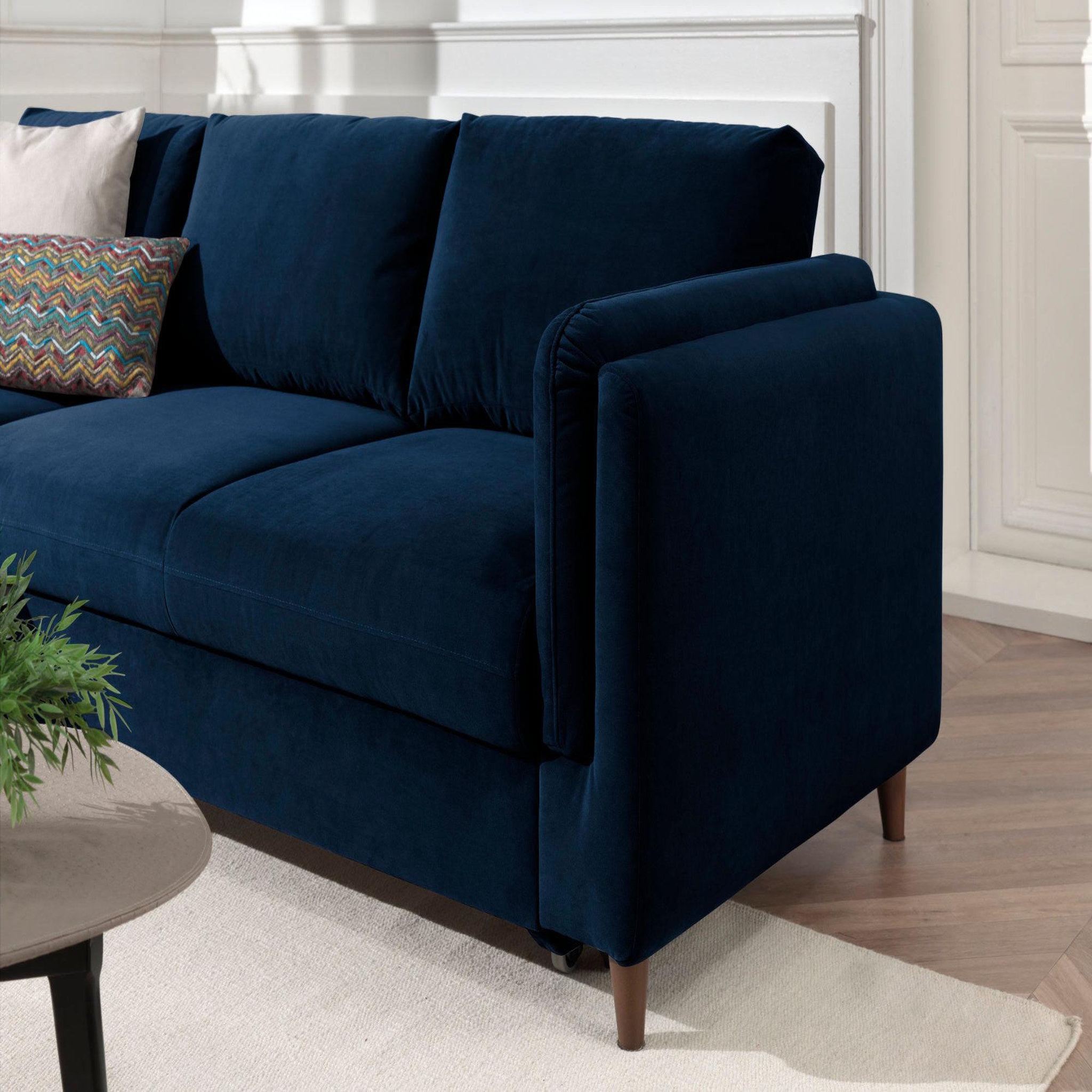 Voir la diapositive 5 : BEST MOBILIER Brooke - canapé d'angle gauche - convertible avec coffre - 4 places - en velours