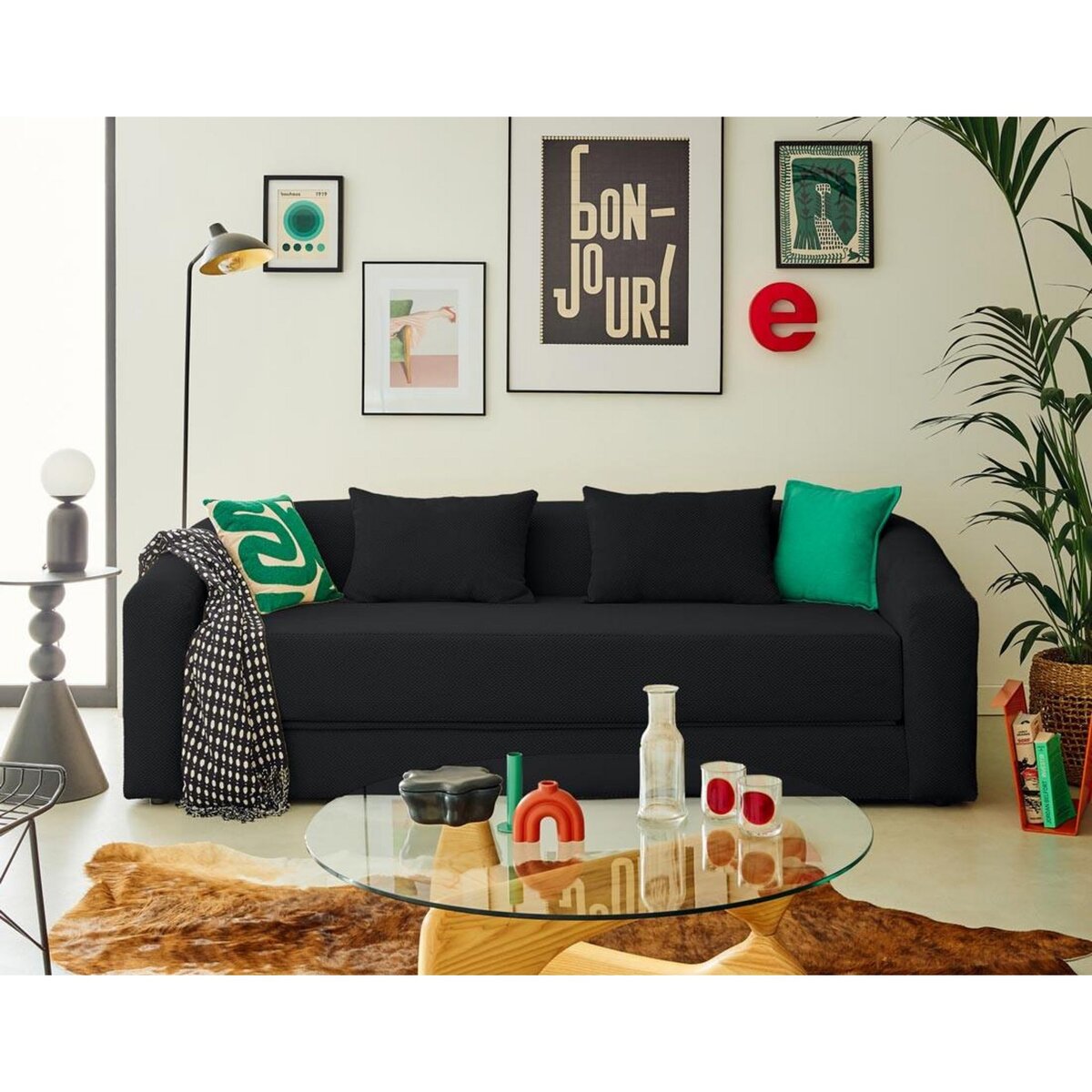 BEST MOBILIER Nuvia - canapé convertible déplimousse 3 places en velours texturé