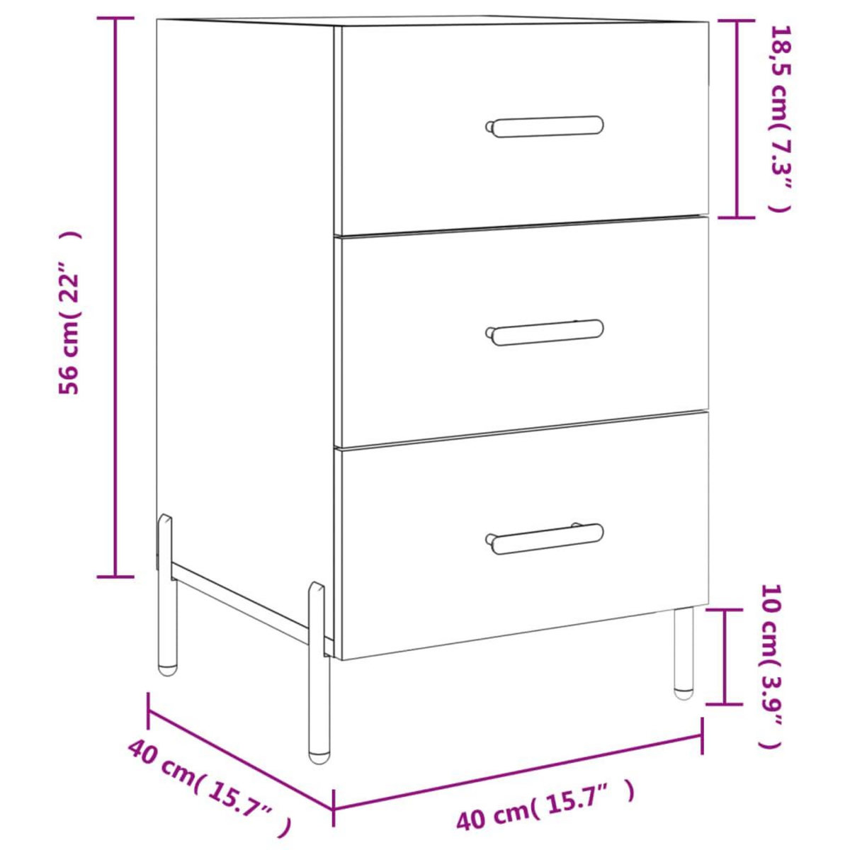 VIDAXL Table de chevet sonoma gris 40x40x66 cm bois d'ingenierie
