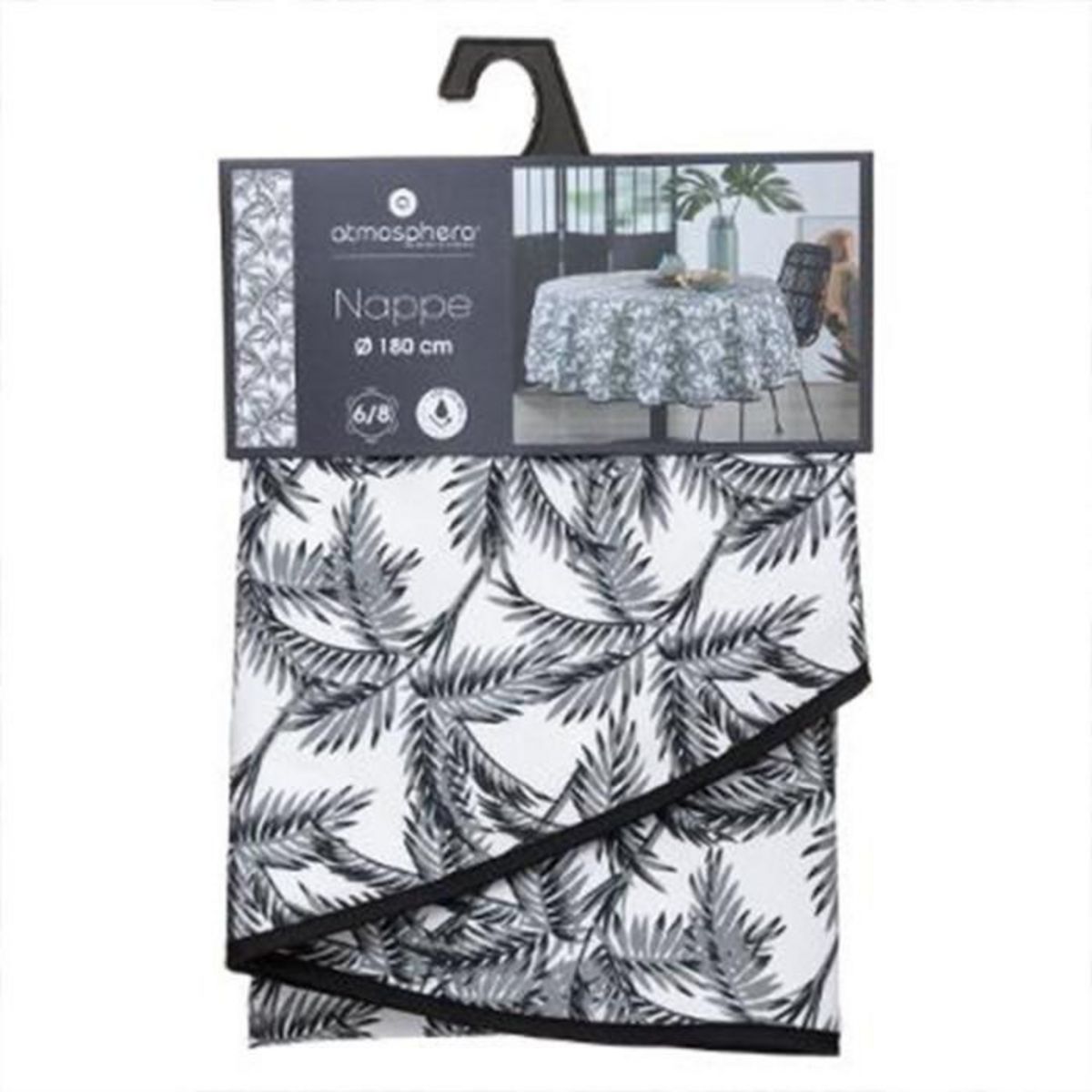 ATMOSPHERA Nappe Antitache Imprimée  Palmier  180cm Gris