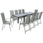 Voir la diapositive 1 : Habitat et Jardin Table extensible et chaises de jardin en aluminium  Lagos  - 140/280 x 90 x 76 cm - 10 places - Gris clair