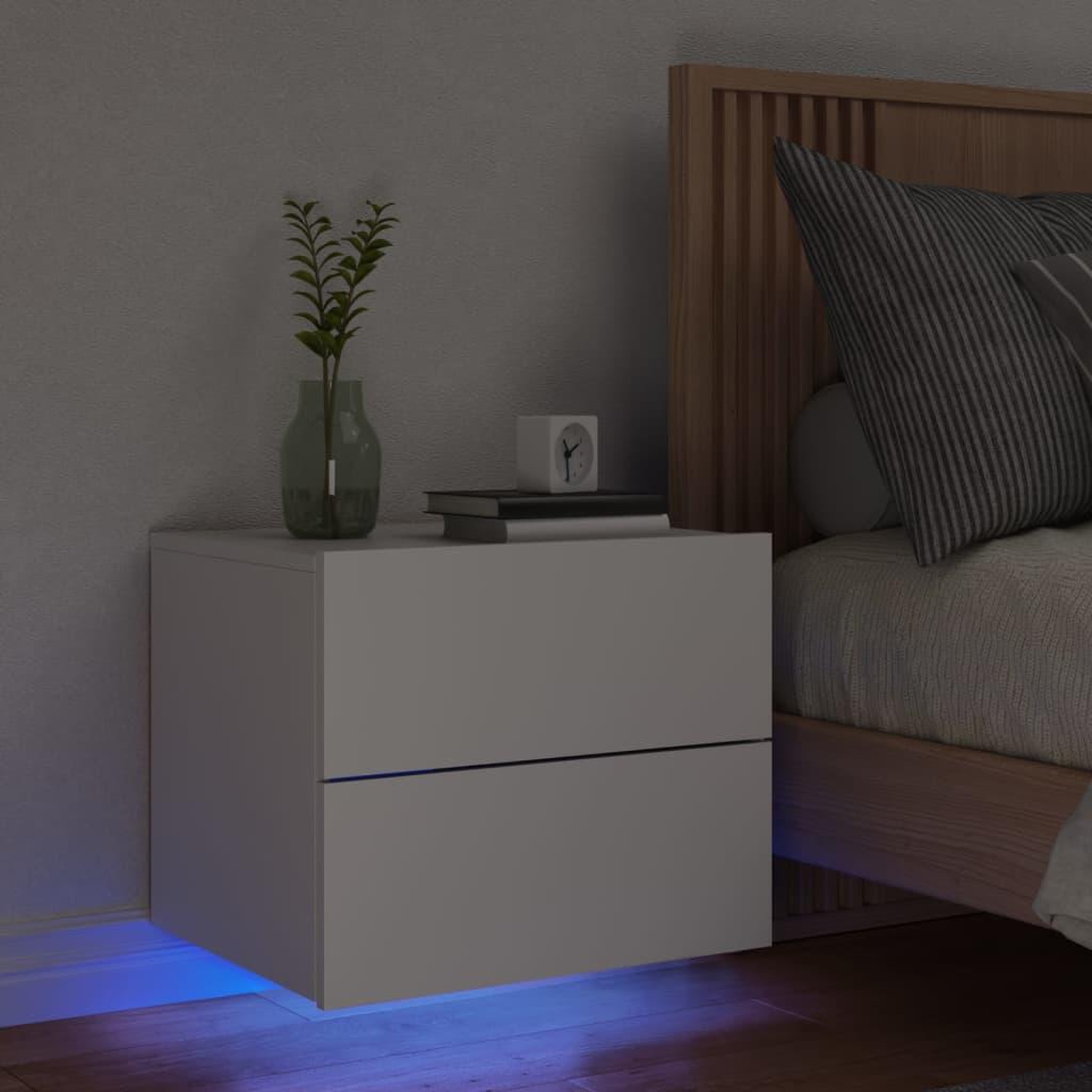 VIDAXL Table de chevet murale avec lumieres LED blanc