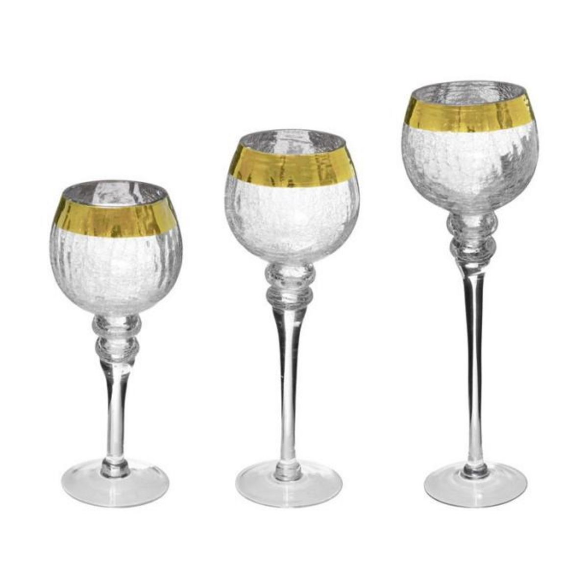 FEERIC LIGHT & CHRISTMAS Lot de 3 Photophores  Grand Hôtel  40cm Argent