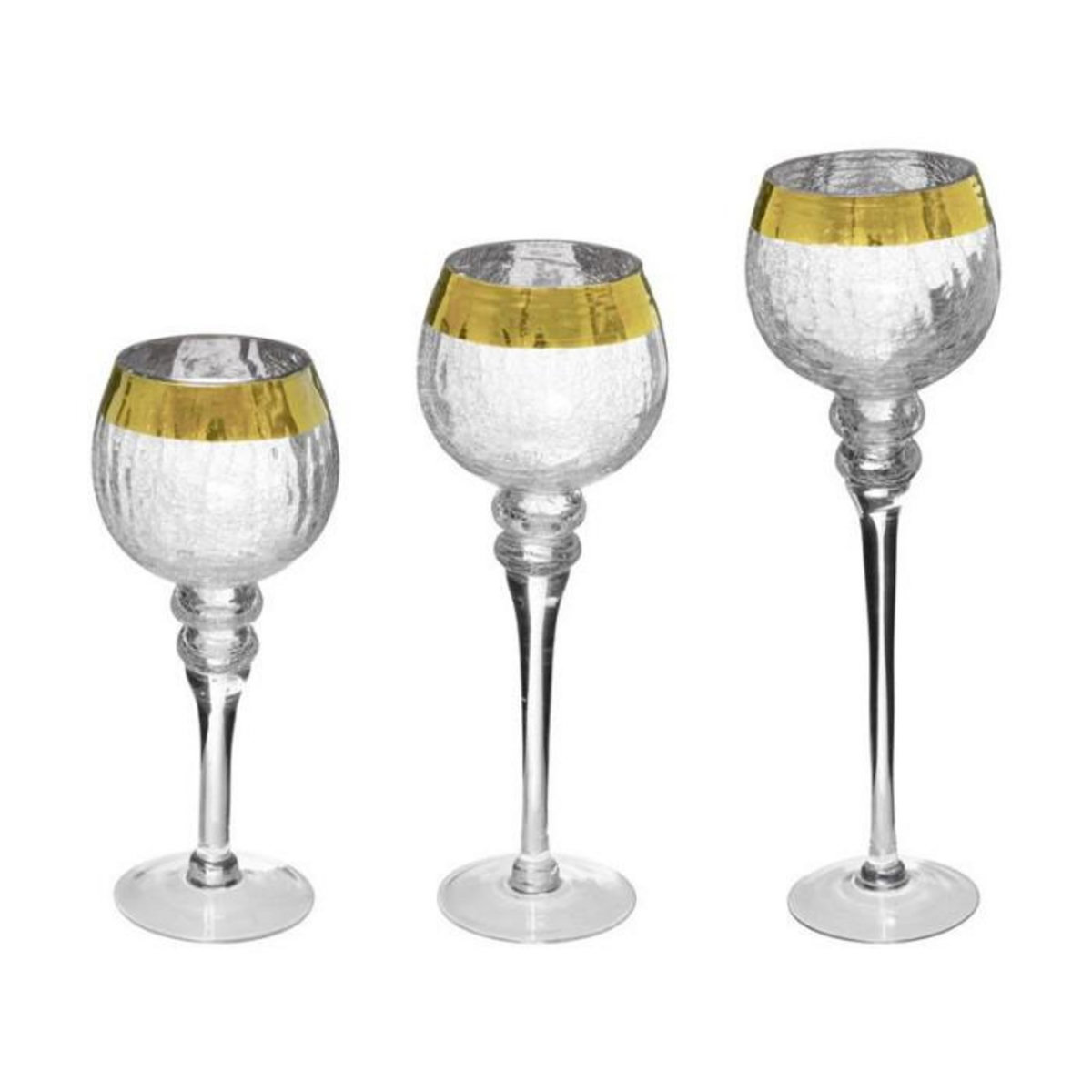 FEERIC LIGHT & CHRISTMAS Lot de 3 Photophores  Grand Hôtel  40cm Argent