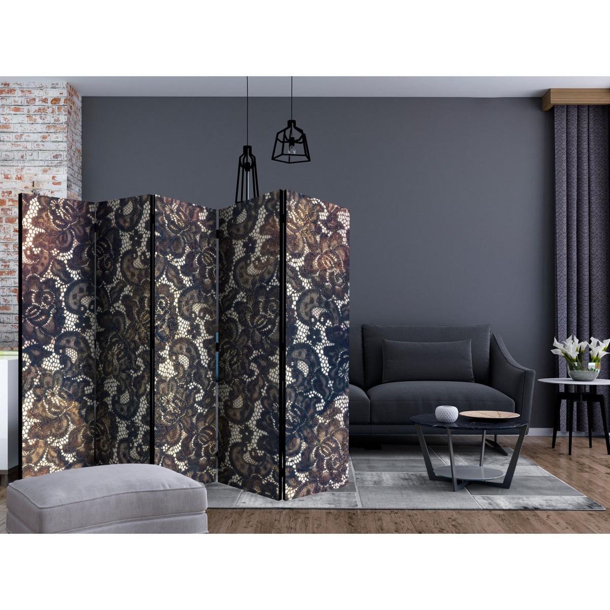Voir la diapositive 2 : Paris Prix Paravent 5 volets  discreet elegance  172x225cm