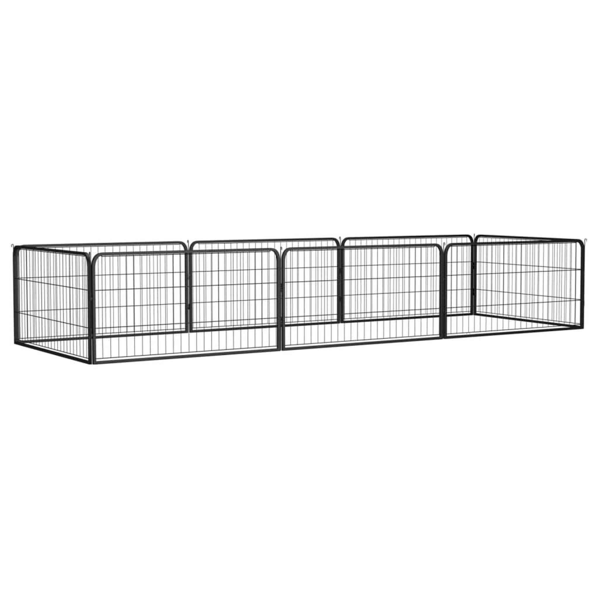 VIDAXL Parc pour chien 8 panneaux Noir 100x50cm Acier enduit de poudre