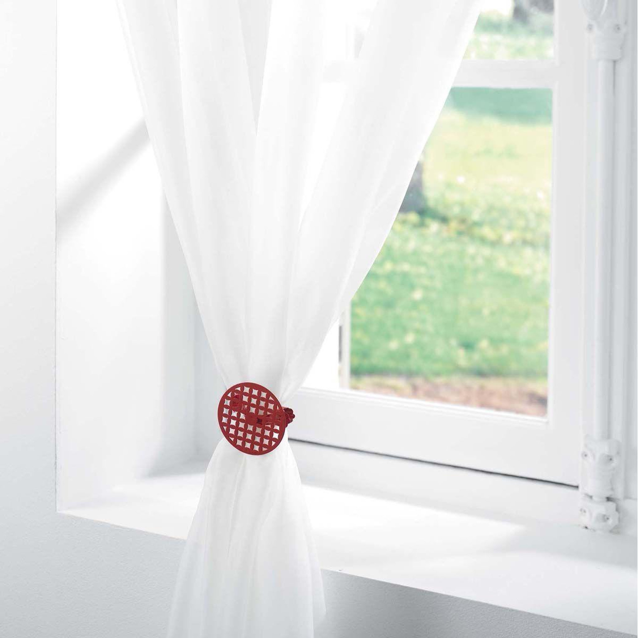 Voir la diapositive 3 : Douceur d'Intérieur Lot de 2 embrasses de rideau  rondoline  7cm rouge