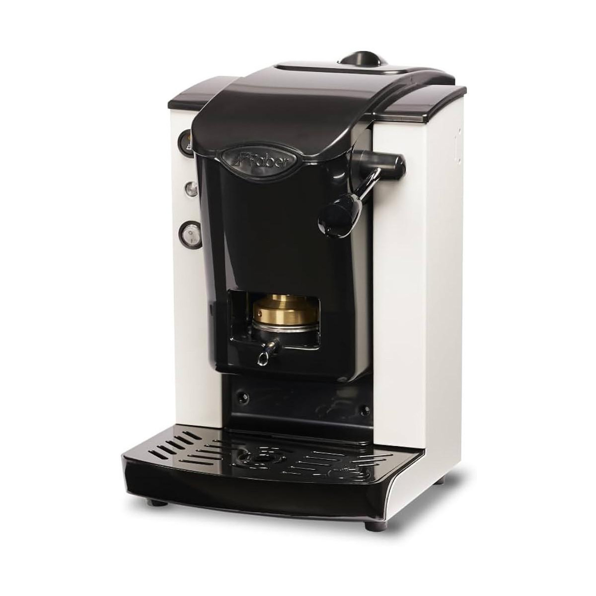 faber Faber slot plast lite machine à café à dosettes thermostat 95 degrés presse-dosette amovible noir/blanc
