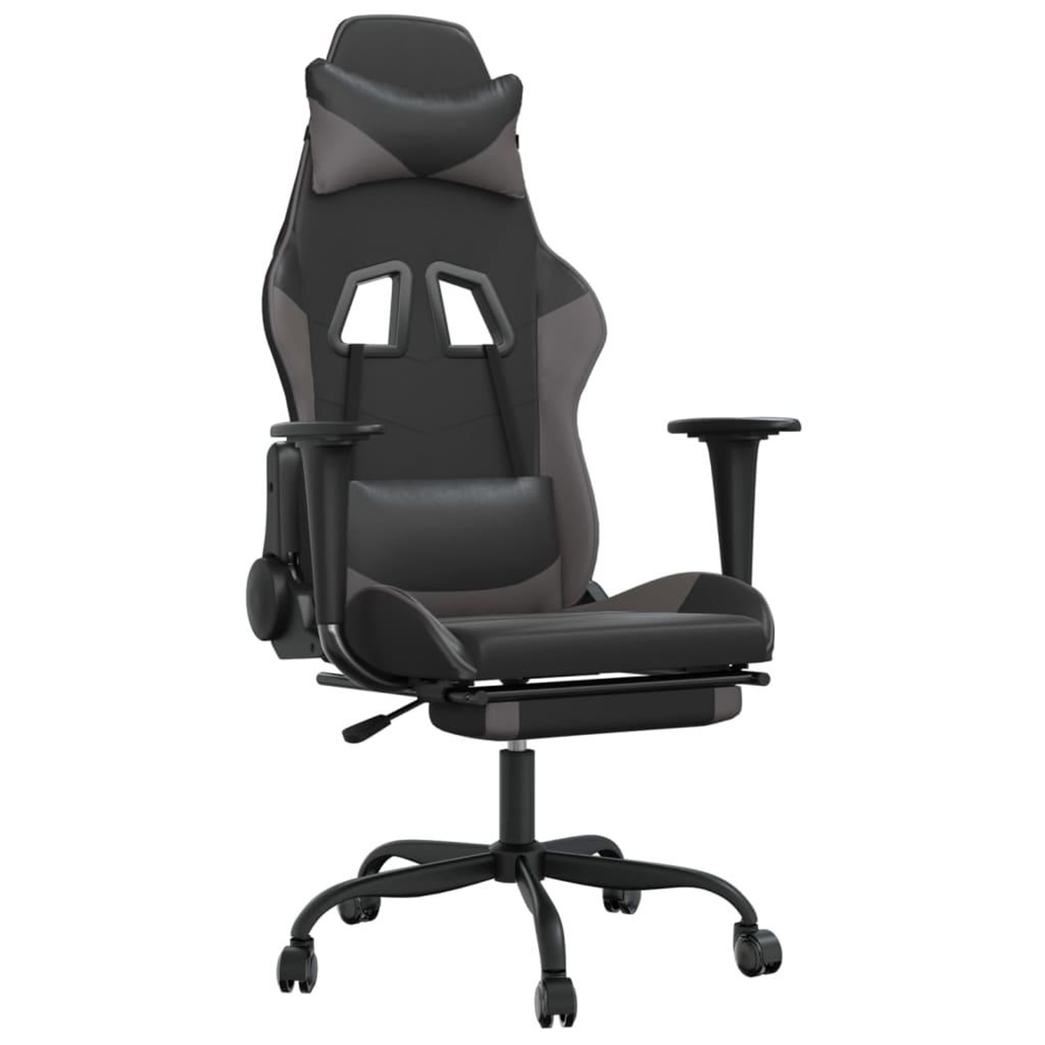 Voir la diapositive 2 : VIDAXL Chaise de jeu avec repose-pied Noir et gris Similicuir