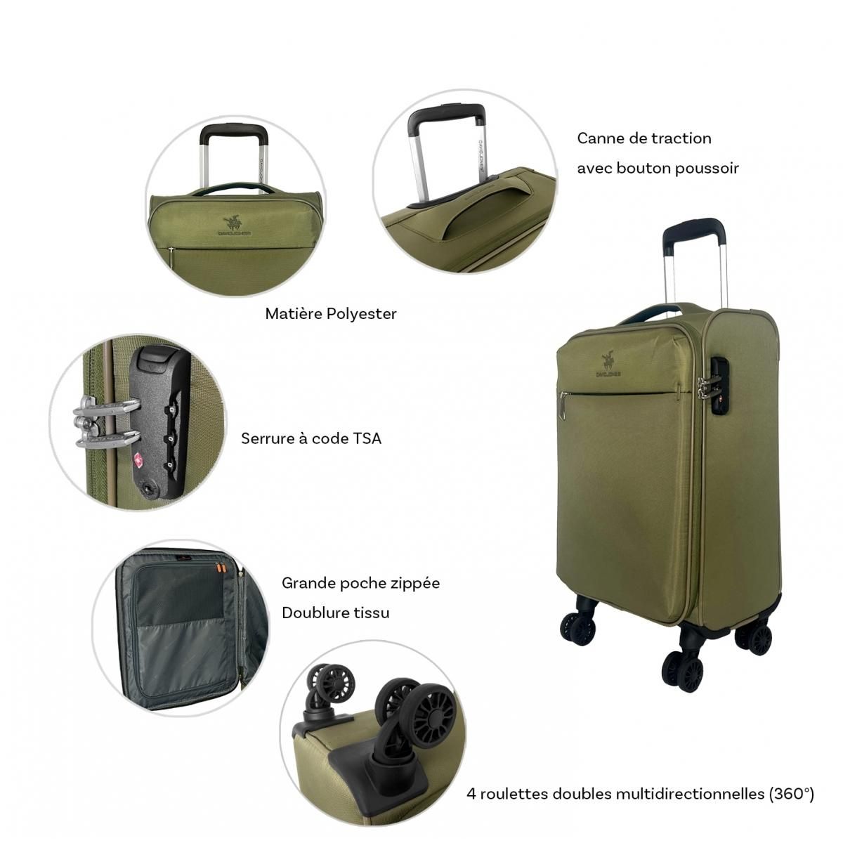 David Jones Lot de 3 valises dont 1 cabine souples