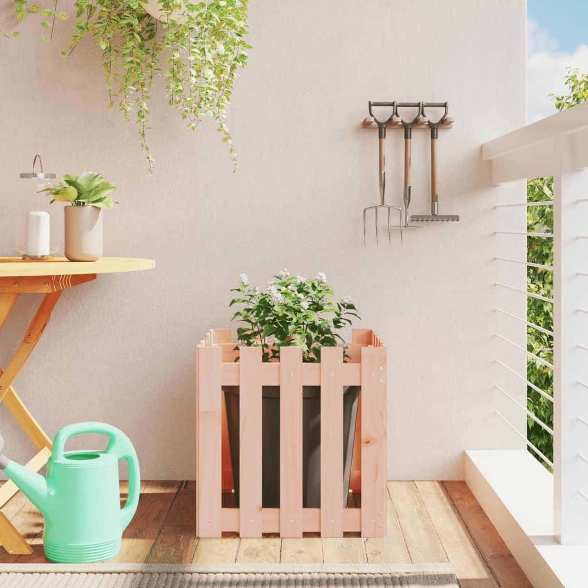 VIDAXL Jardiniere avec design de cloture 50x50x50 cm Douglas massif