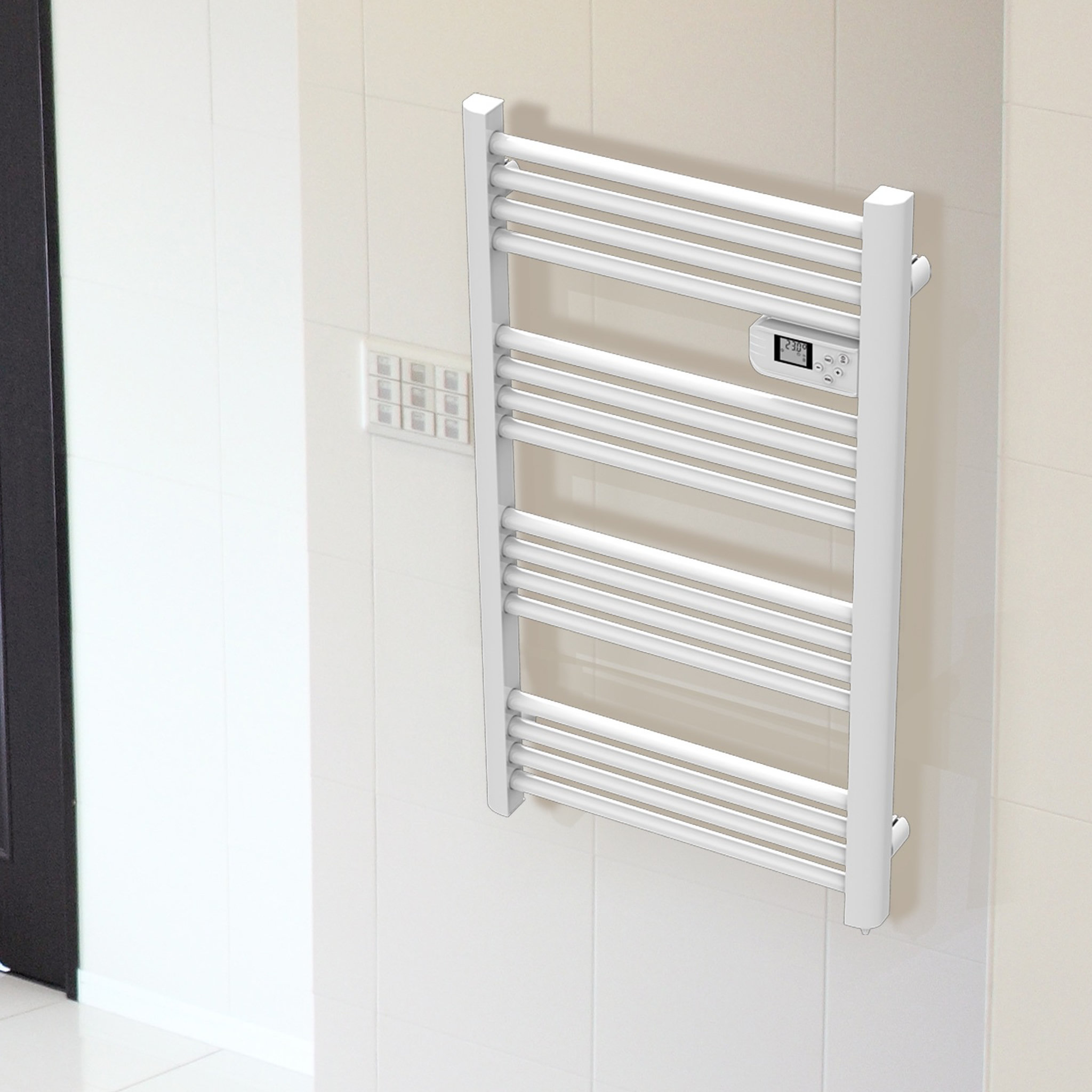 Voir la diapositive 1 : CARRERA Sèche-serviettes électrique LCD 500W - sans fluide