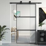 VIDAXL Porte coulissante noir 102,5x205 cm verre trempe aluminium