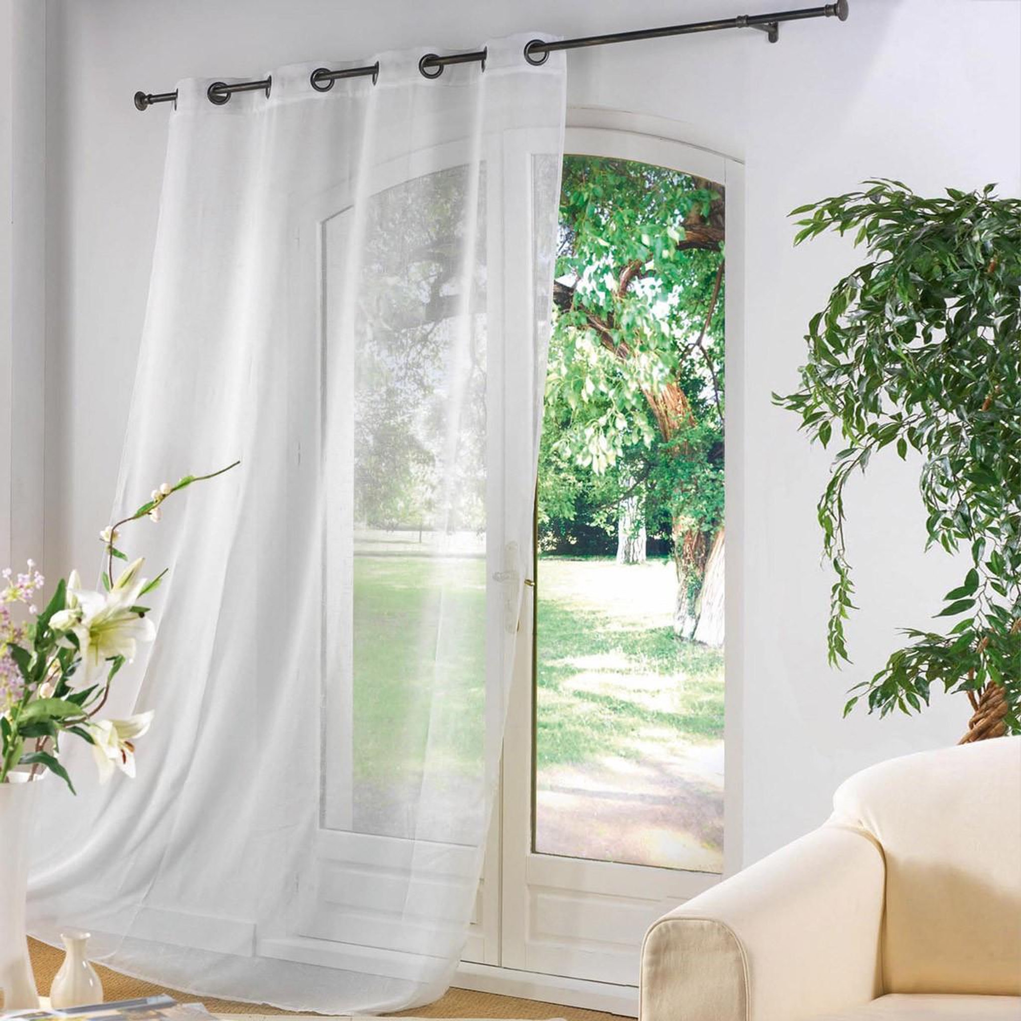 Douceur d'Intérieur Rideau voilage à oeillets  luminea  140x240cm blanc