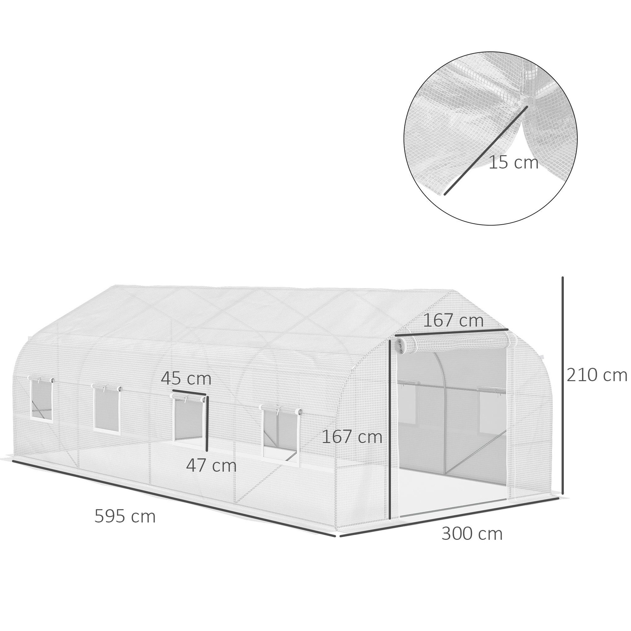Voir la diapositive 3 : OUTSUNNY Serre tunnel grande taille 17,85 m² châssis tubulaire acier galvanisé renforcé 2,4 cm 8 fenêtres 1 porte blanc