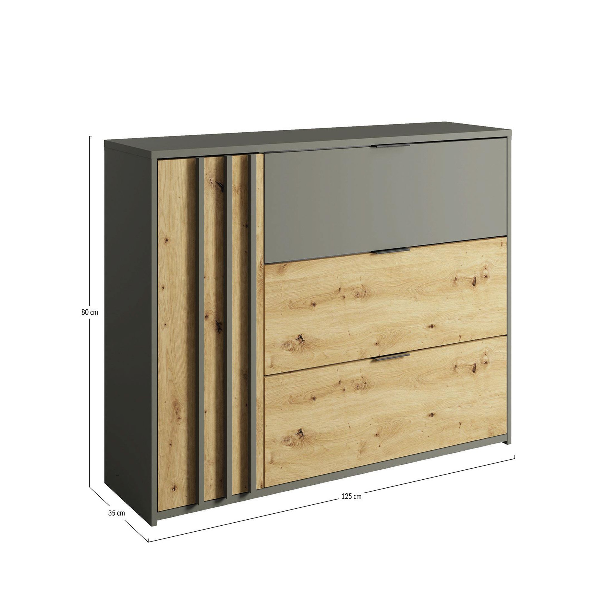 Voir la diapositive 4 : BEST MOBILIER Nicosie - commode - bois et gris - 125 cm