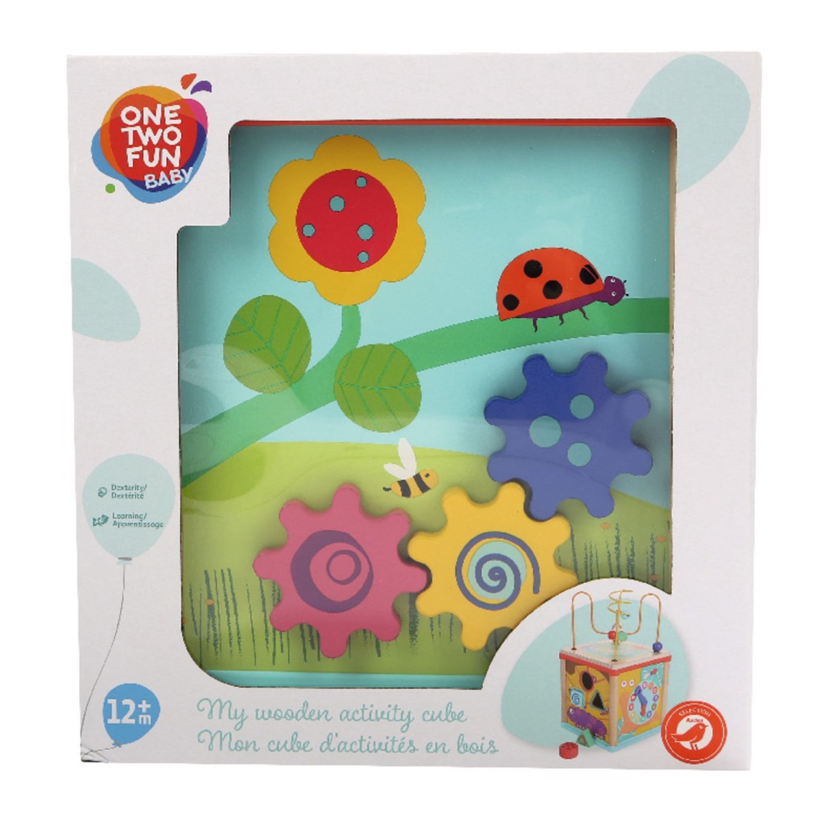 One Two Fun Cube d'activités en bois 2 en 1 