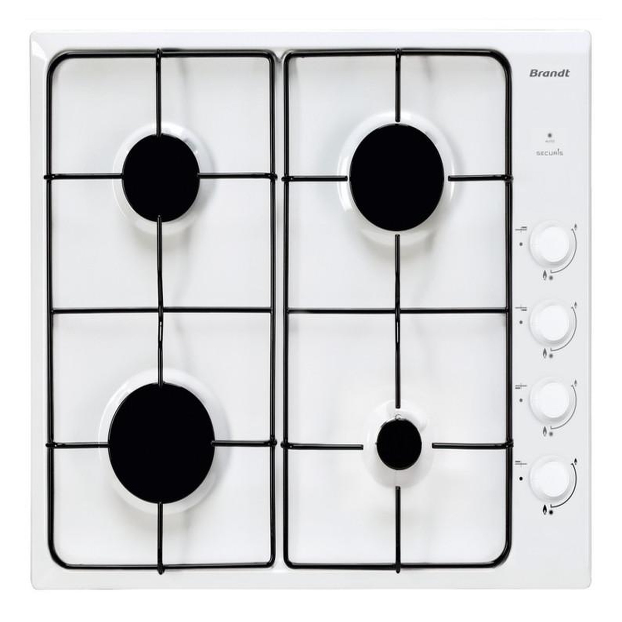 BRANDT Table de cuisson à gaz 60cm 4 feux - bpe6410w