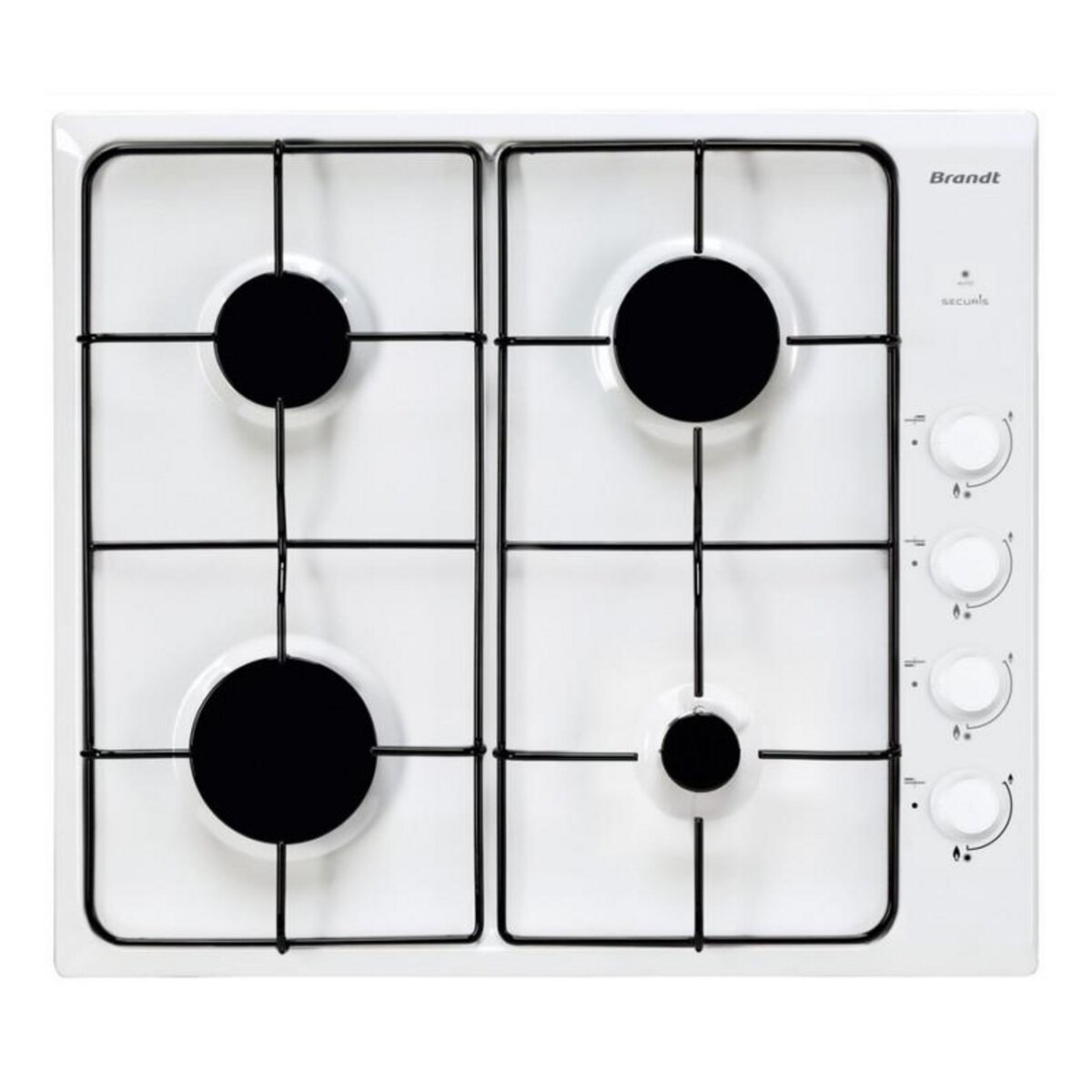 BRANDT Table de cuisson à gaz 60cm 4 feux - bpe6410w
