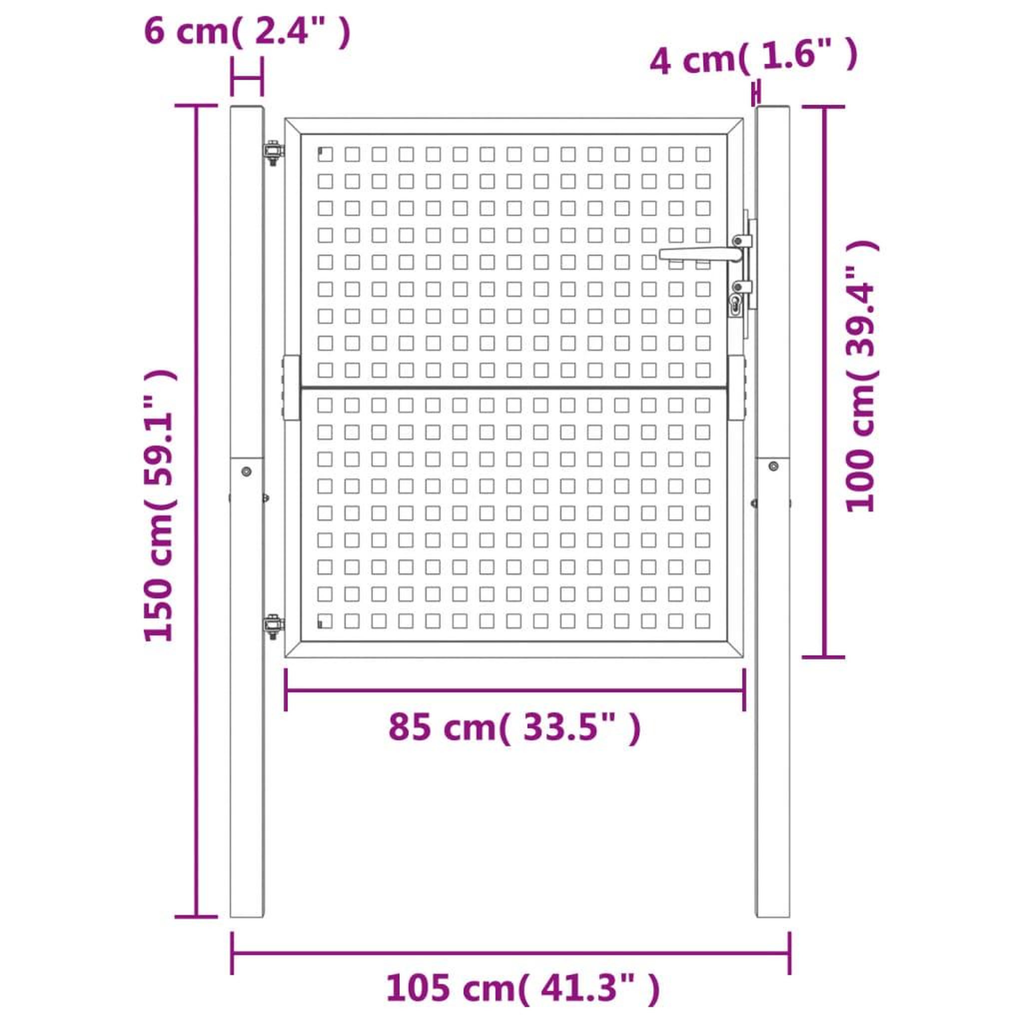 Voir la diapositive 6 : VIDAXL Portail de jardin anthracite 105x150 cm acier