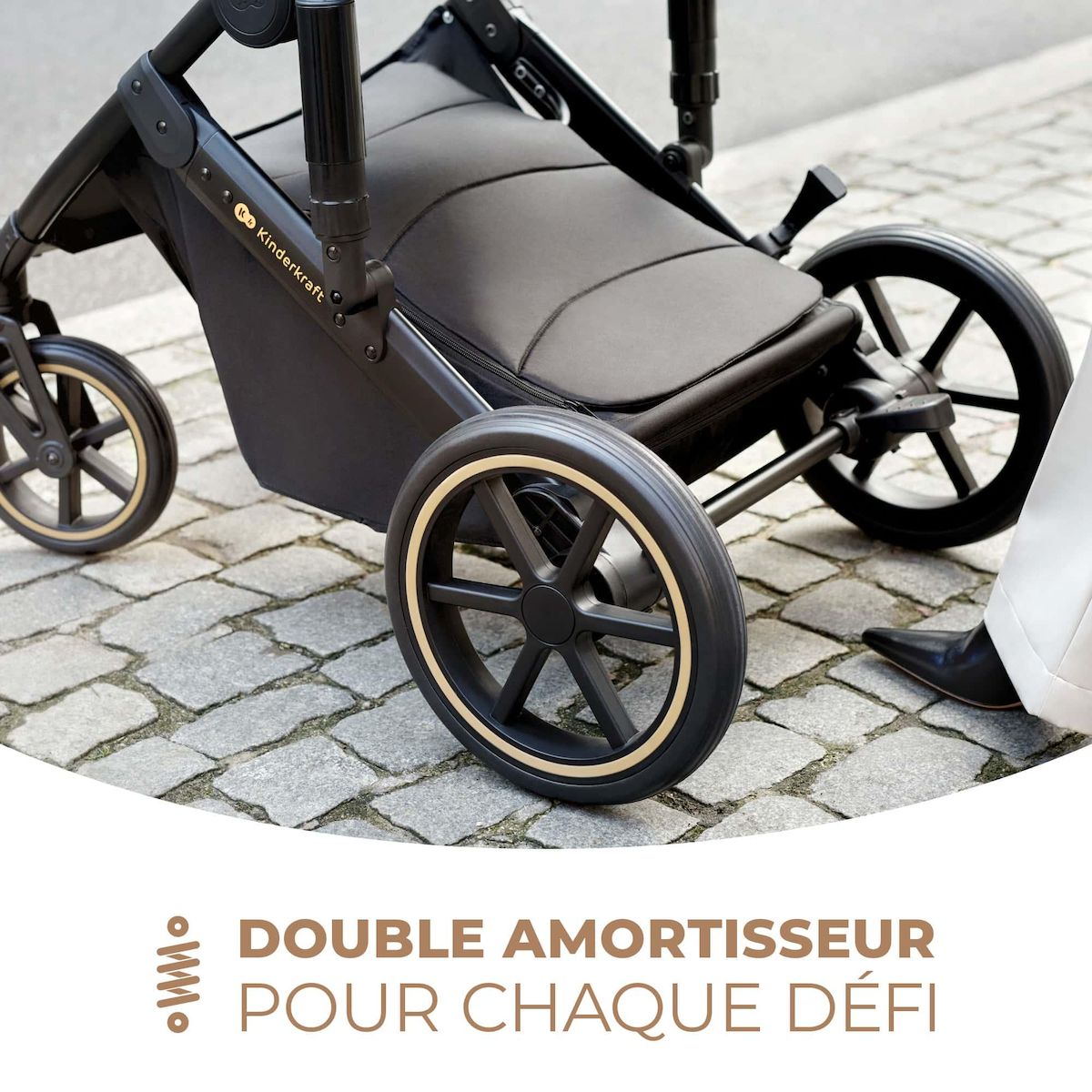 KINDERKRAFT Poussette 2 en 1 avec nacelle, roues anti-crevaison et accessoires
