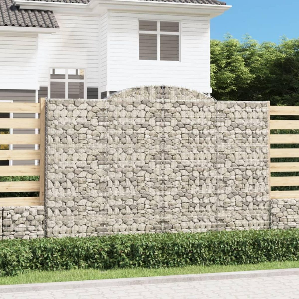 VIDAXL Paniers a gabions arques 11 pcs 300x50x200/220 cm Fer galvanise