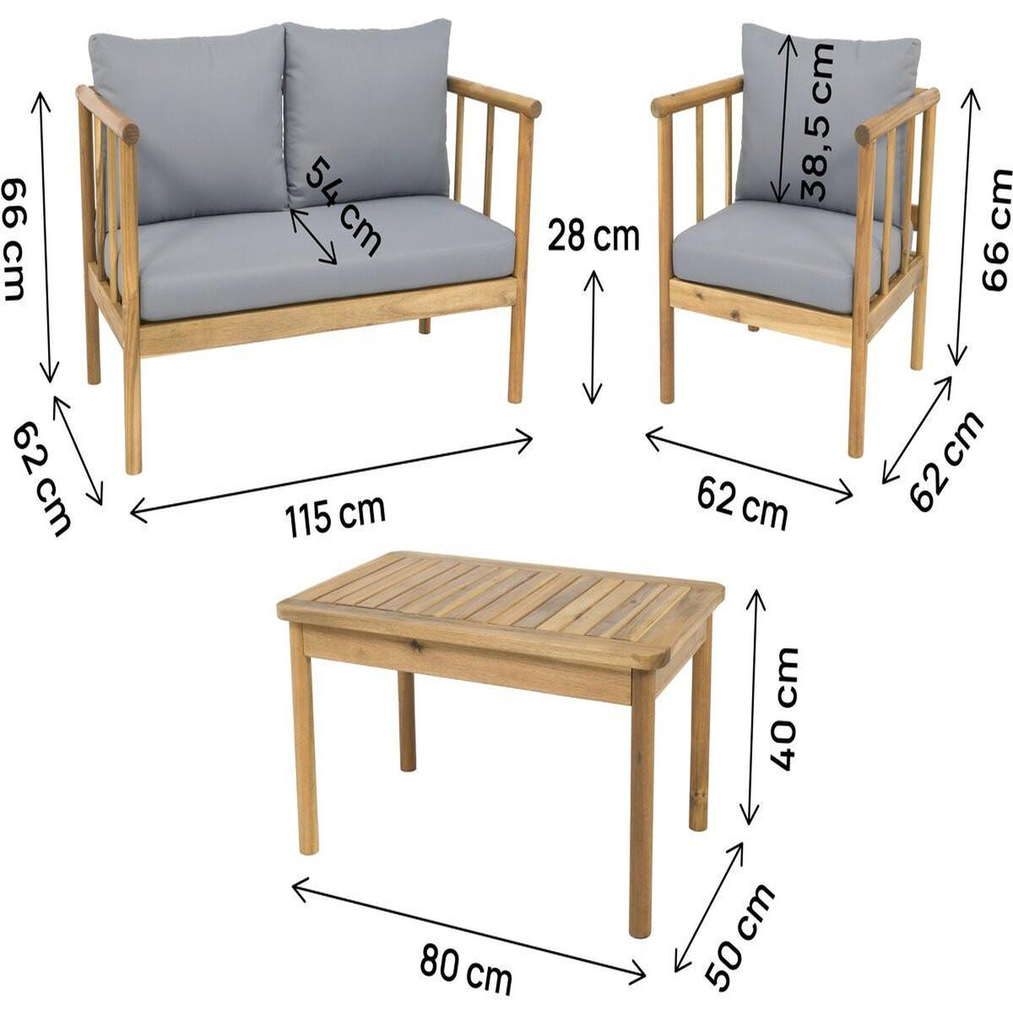 Voir la diapositive 3 : Habitat et Jardin Salon de jardin en bois avec coussins inclus  milano  - 4 places - gris