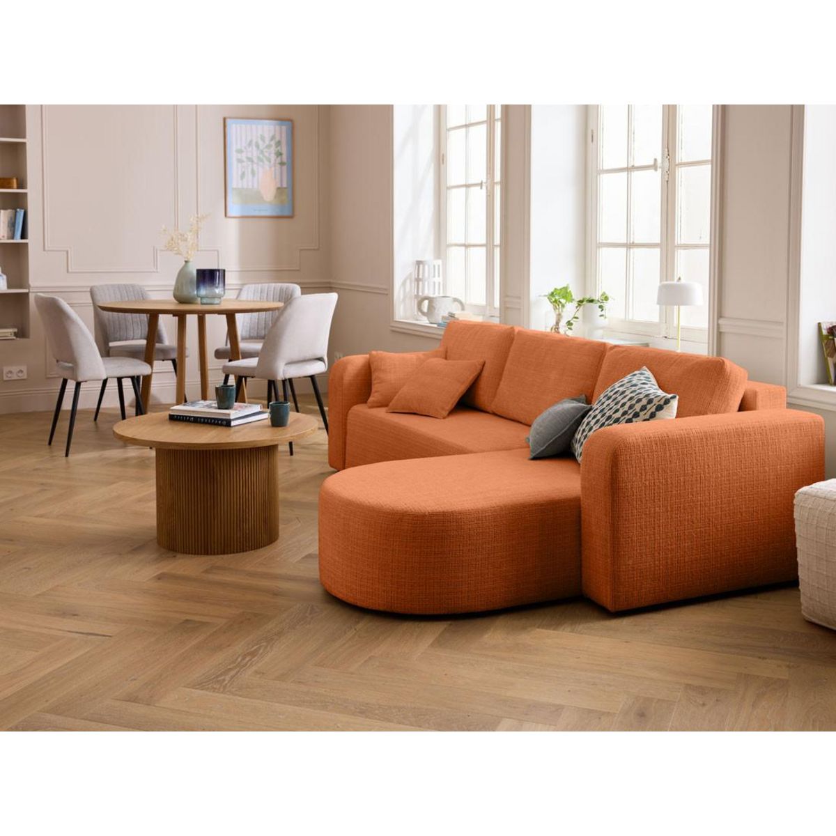 BEST MOBILIER Miro - canapé d'angle réversible - 4 places - convertible avec coffre - en velours texturé