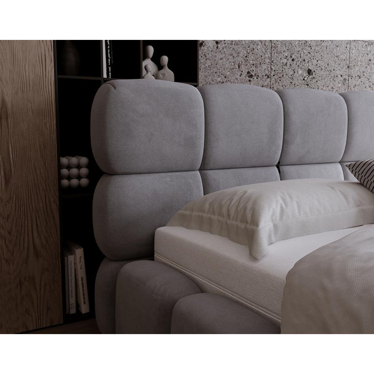 BEST MOBILIER Mariposa - lit coffre - 160x200 cm - sommier inclus - en velours