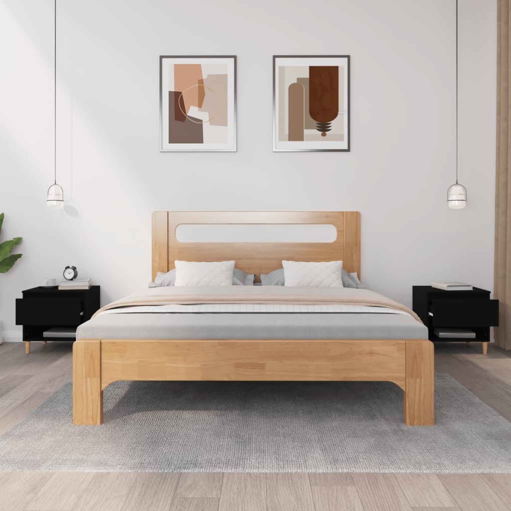 Voir la diapositive 3 : VIDAXL Tables de chevet 2 pcs Noir 50x46x50 cm Bois d'ingenierie