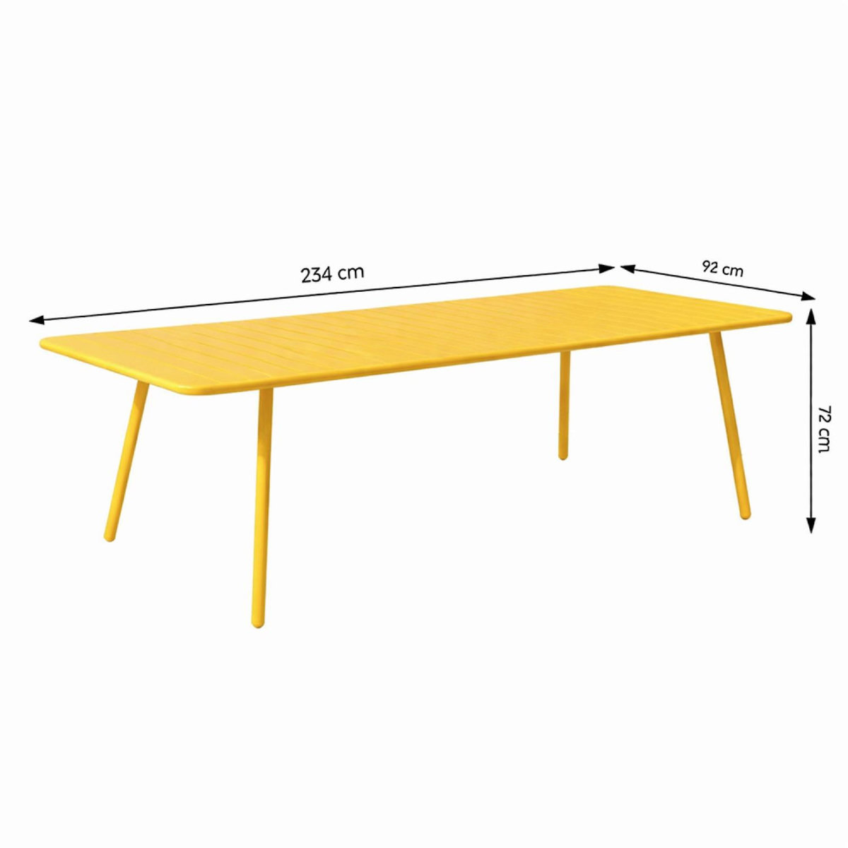 CONCEPT USINE Ensemble table de jardin 234 cm et 10 chaises jaune BERGAME