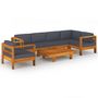Voir la diapositive 2 : VIDAXL Salon de jardin 7 pcs avec coussins gris fonce Bois d'acacia