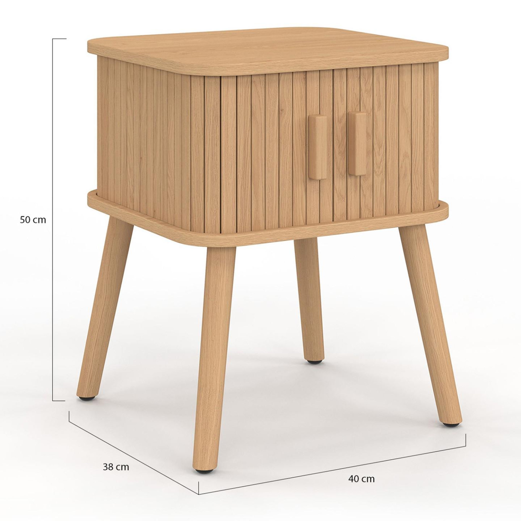 Voir la diapositive 4 : ID MARKET Lot de 2 tables de chevet romie effet lattes 2 portes coulissantes