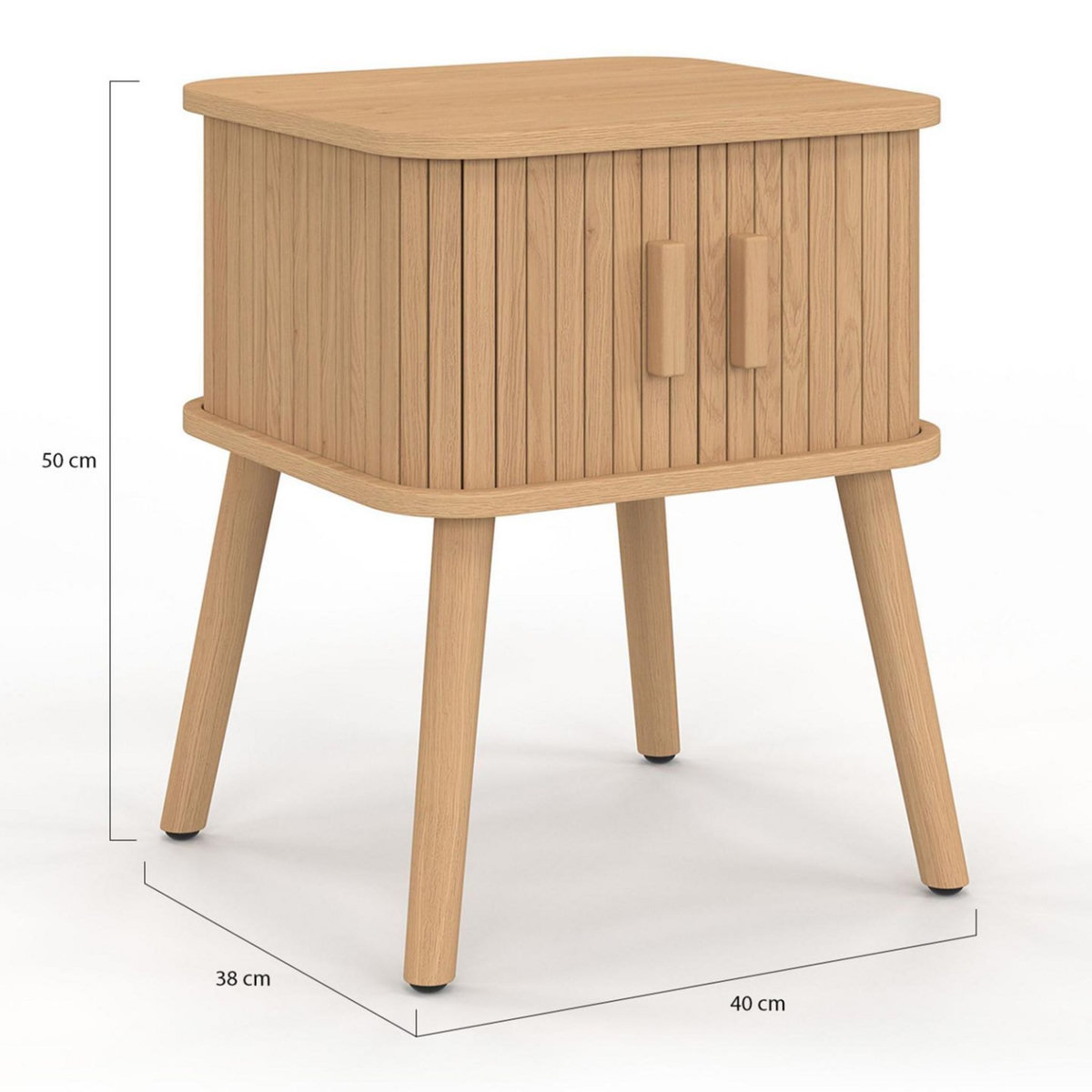 ID MARKET Lot de 2 tables de chevet ROMIE effet lattes 2 portes coulissantes