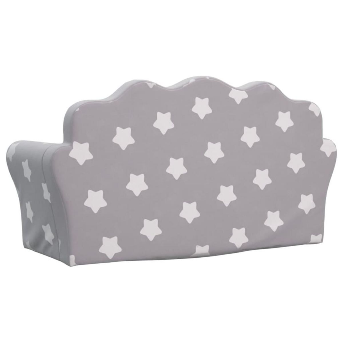 VIDAXL Canape-lit enfant 2 places gris clair etoiles peluche douce