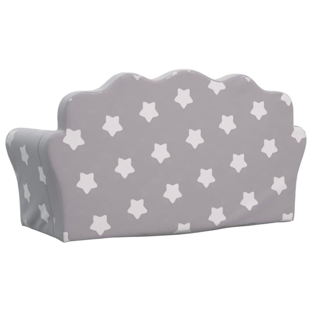 VIDAXL Canape-lit enfant 2 places gris clair etoiles peluche douce
