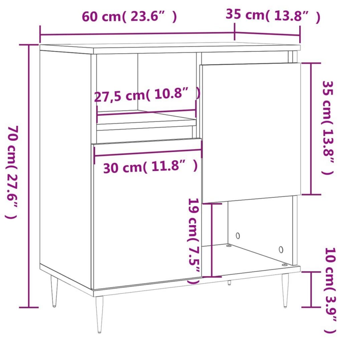 VIDAXL Buffet Chene fume 60x35x70 cm Bois d'ingenierie