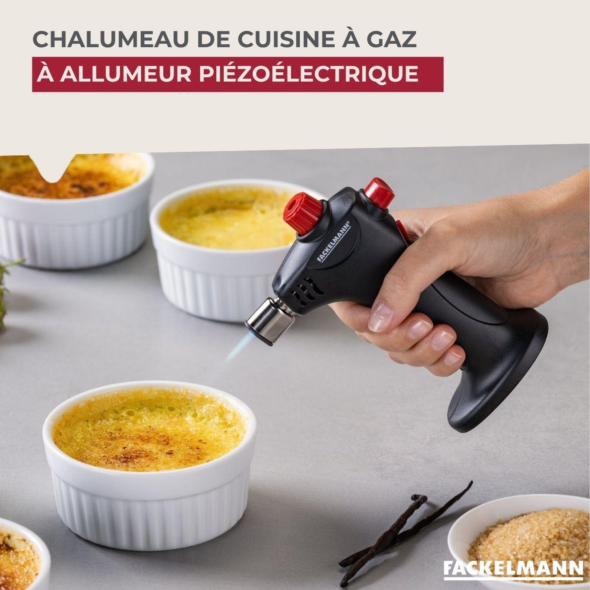 Voir la diapositive 2 : Fackelmann Chalumeau de cuisine à gaz fackelmann
