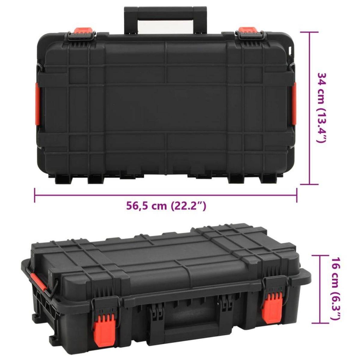 VIDAXL Mallette de transport portable noir 56,5x34x16 cm PP