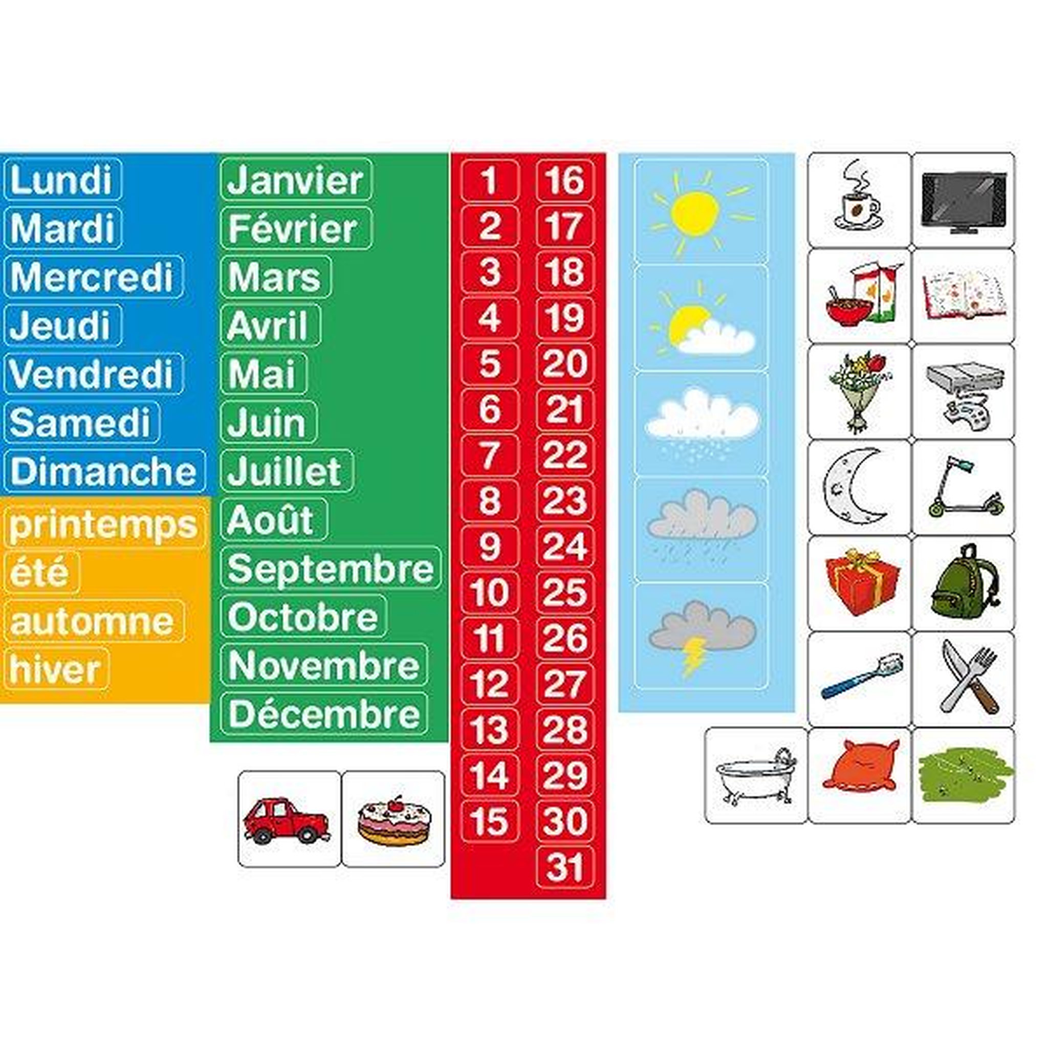 Voir la diapositive 4 : JeuJura Magnets calendrier pour tableaux en bois