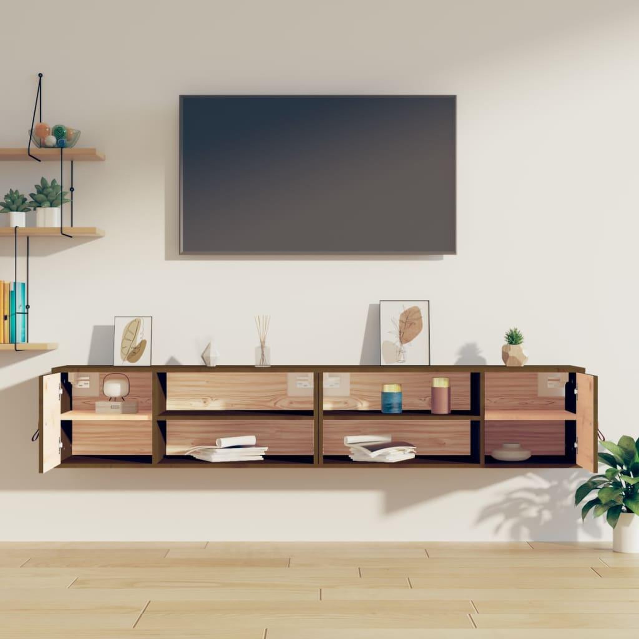 Voir la diapositive 3 : VIDAXL Armoires murales 2 pcs Marron miel 80x30x30 cm Bois Pin massif
