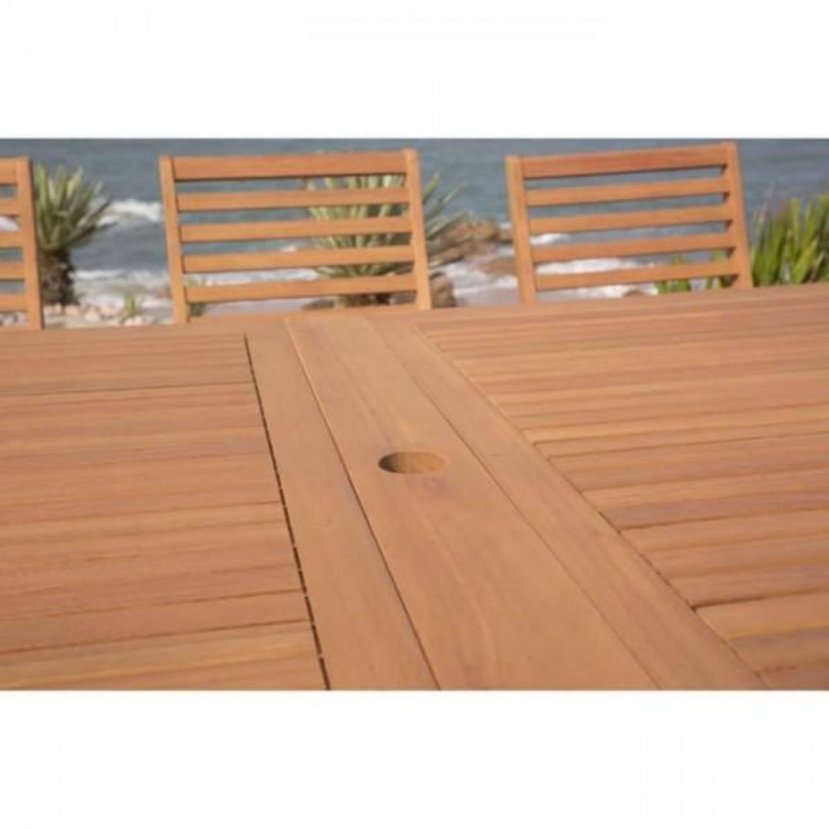 MARKET24 Ensemble repas de jardin 8 a 12 personnes - Table extensible 200/250/300 x 100cm + 8 chaises - Bois Eucalyptus FSC