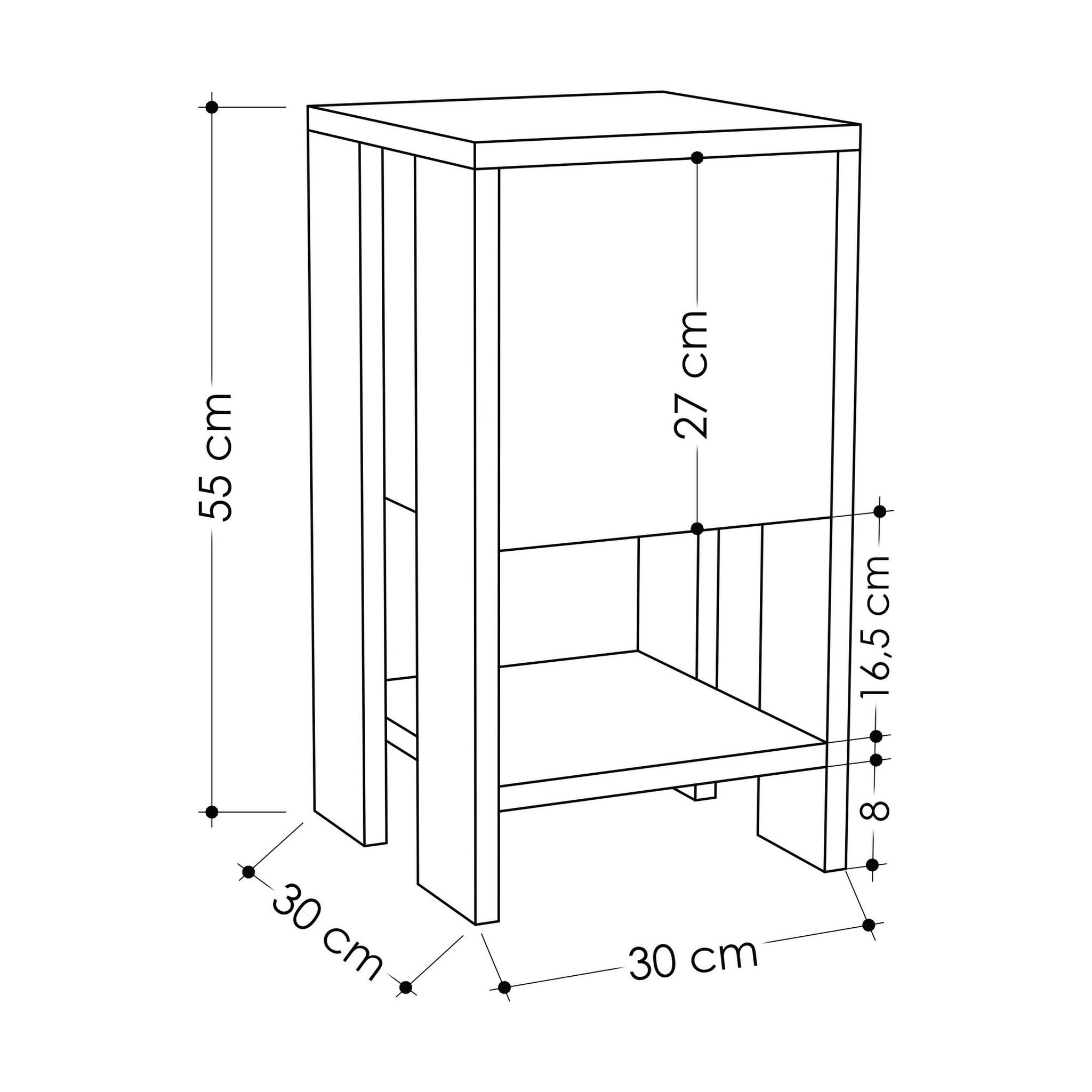 Voir la diapositive 4 : Habitat et Jardin Table de chevet en bois  ema  30 x 30 x 55 cm - chêne