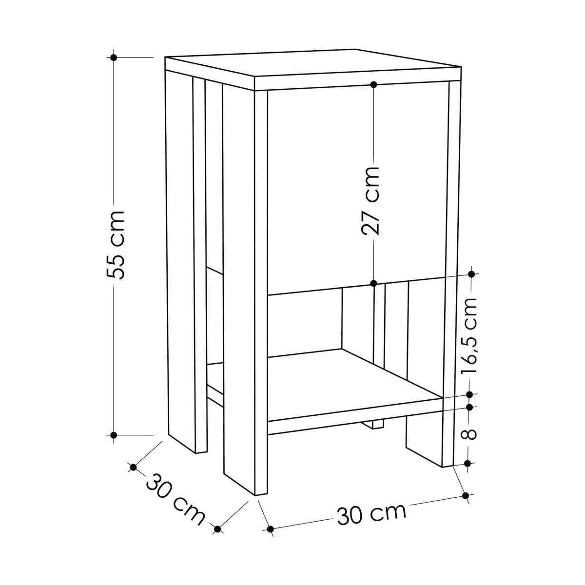 Habitat et Jardin Table de chevet en bois  Ema  30 x 30 x 55 cm - Chêne