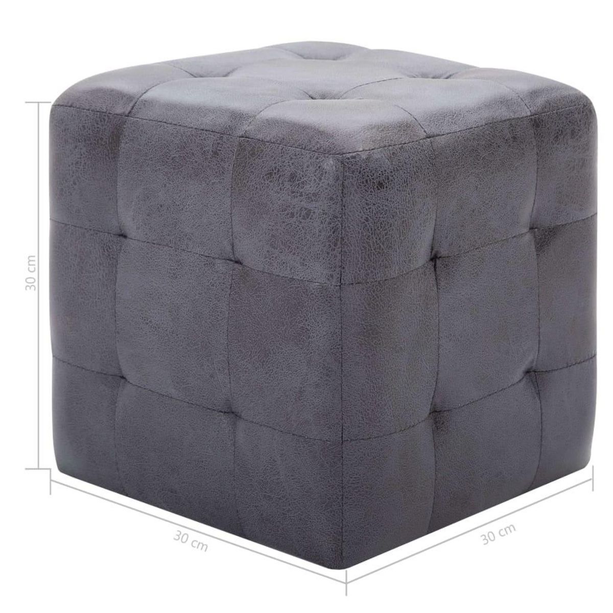 VIDAXL 2 pcs Poufs Gris 30 x 30 x 30 cm Similicuir daim