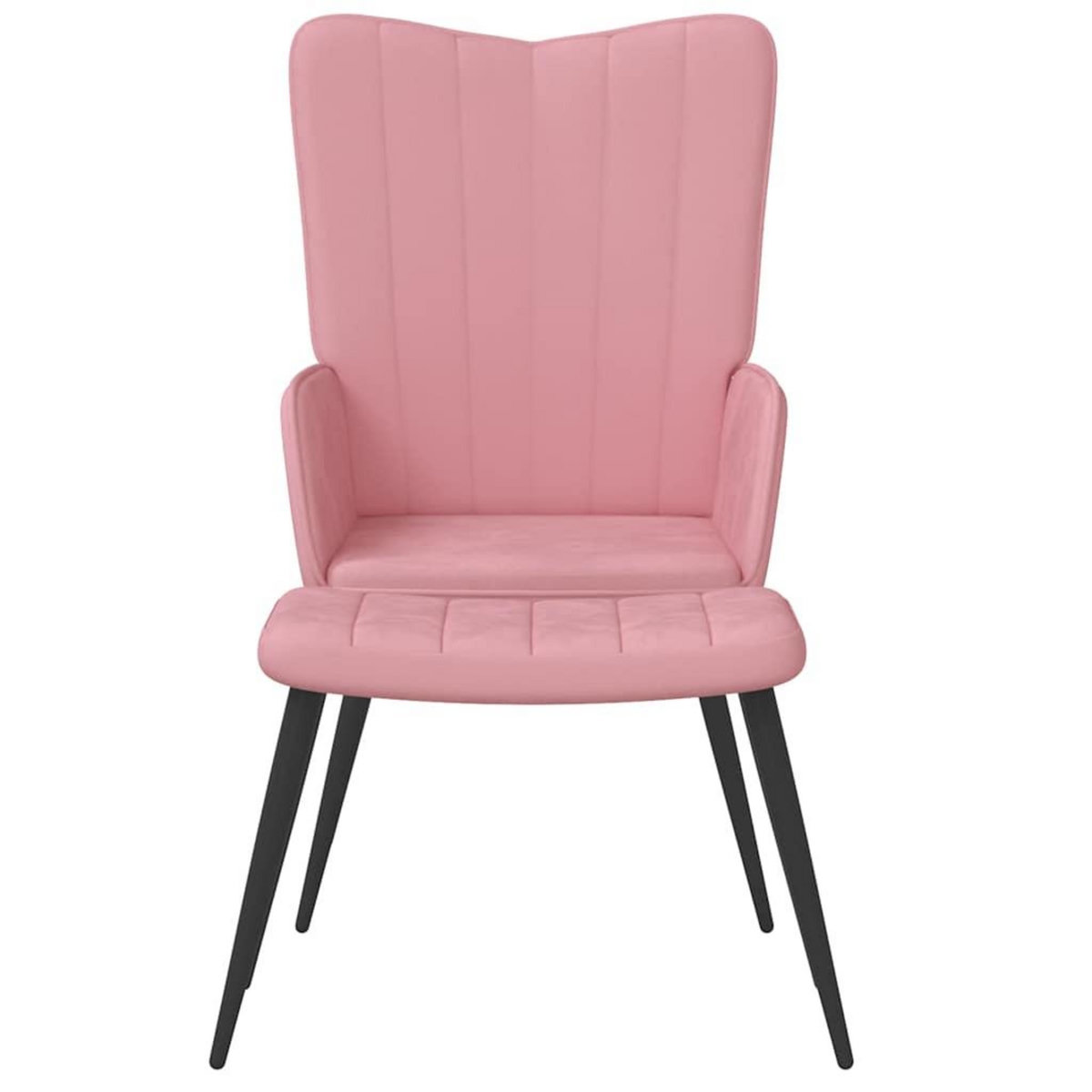 VIDAXL Chaise de relaxation avec tabouret Rose Velours