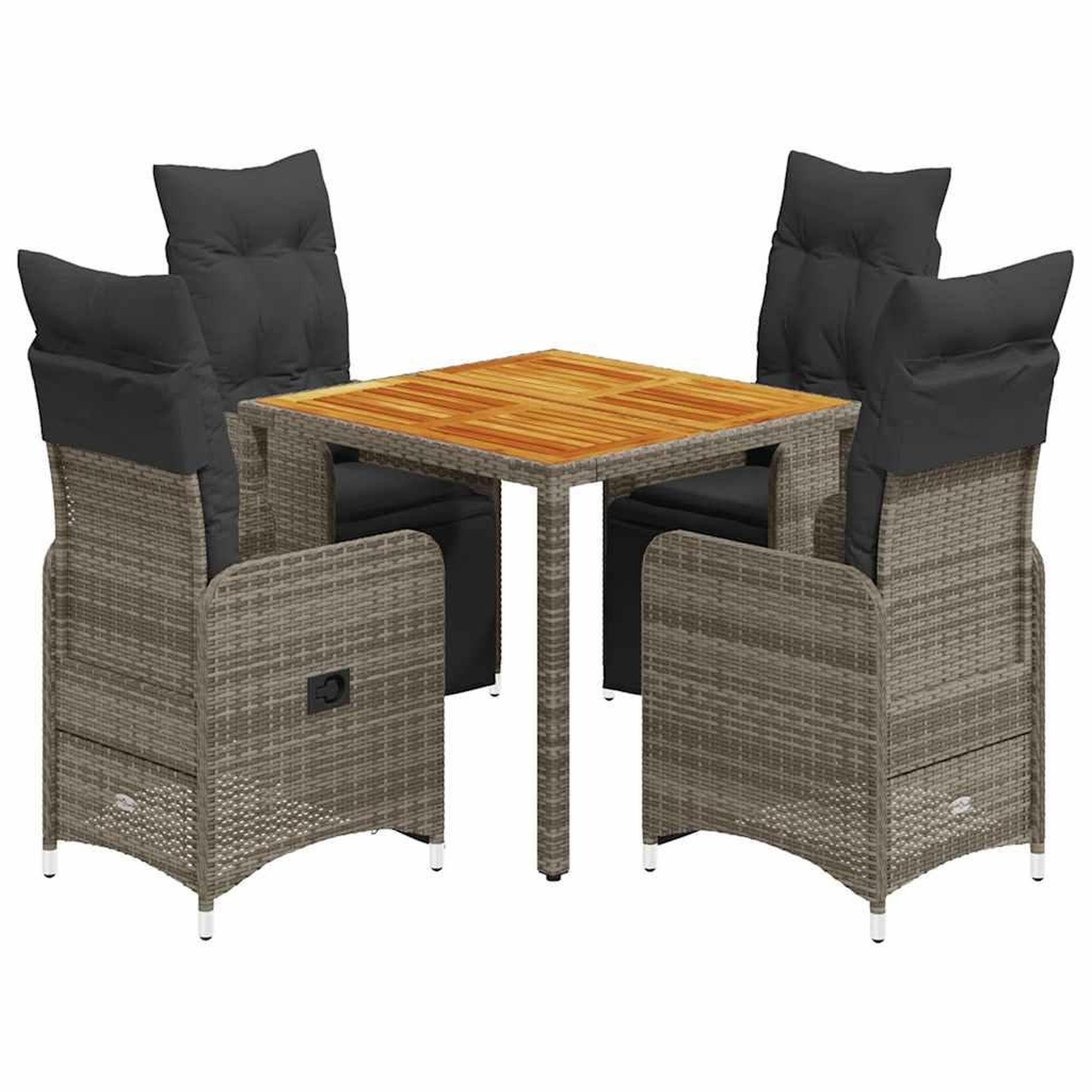 Voir la diapositive 2 : VIDAXL Ensemble de bistro de jardin 5 pcs coussins gris poly rotin
